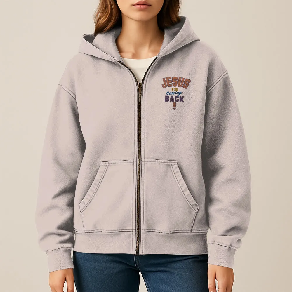 Christianartworkshop Jesus Is Coming Back Zip-Up Hooded Jacket: Faithful Hope for Daily Wear sold by Christian Art Workshop product image thumbnail 3