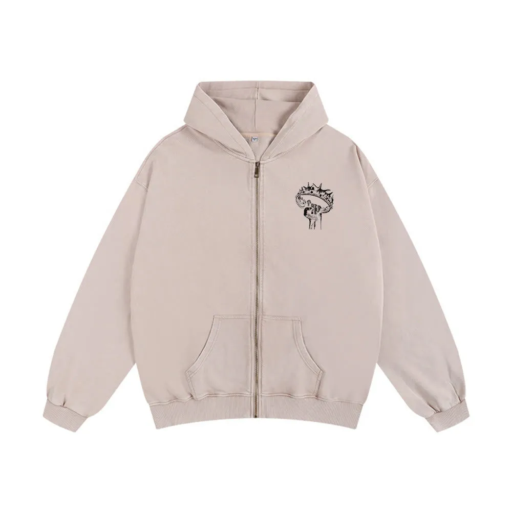 Christianartworkshop Jesus is King Hooded Jacket: Stylish Faith with Revelation 22:13 sold by Christian Art Workshop product image thumbnail 2