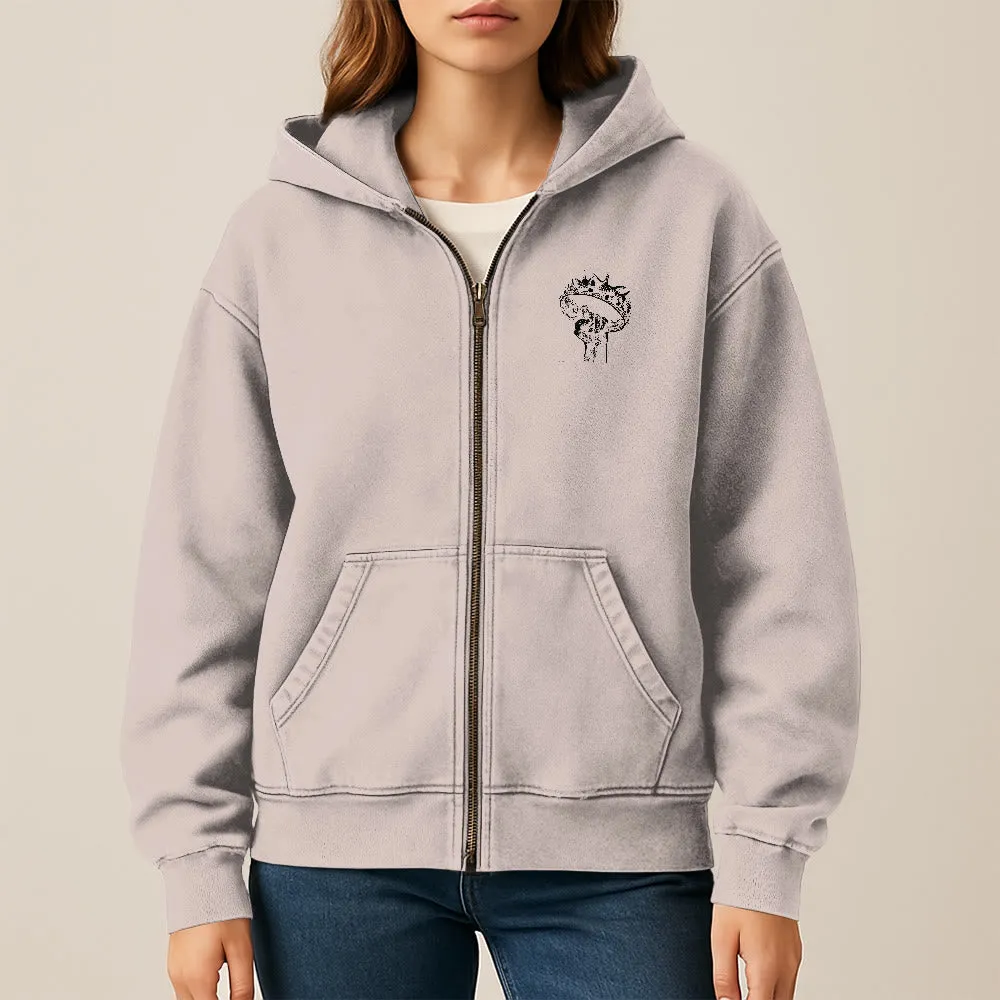 Christianartworkshop Jesus is King Hooded Jacket: Stylish Faith with Revelation 22:13 sold by Christian Art Workshop product image thumbnail 3