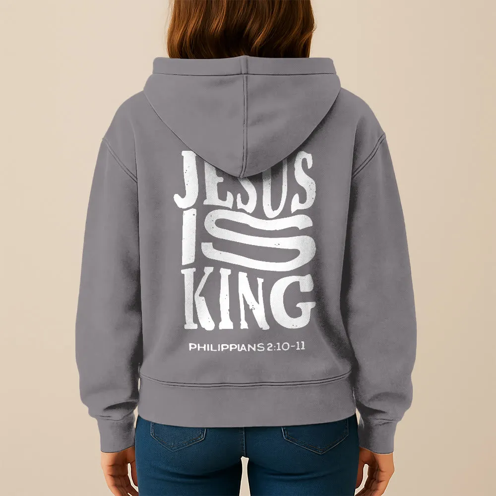 Christianartworkshop Jesus Is King Hooded Jacket: Philippians 2:10-11 Faith Statement sold by Christian Art Workshop product image thumbnail 4