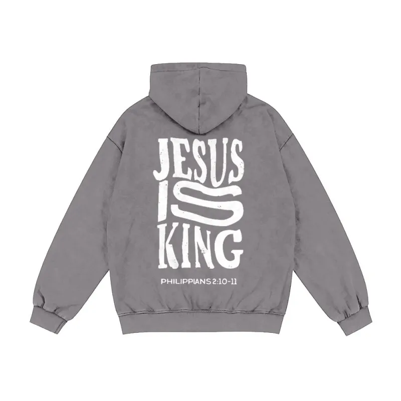 Christianartworkshop Jesus Is King Hooded Jacket: Philippians 2:10-11 Faith Statement sold by Christian Art Workshop
