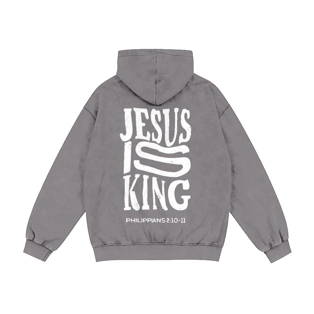 Christianartworkshop Jesus Is King Hooded Jacket: Philippians 2:10-11 Faith Statement sold by Christian Art Workshop