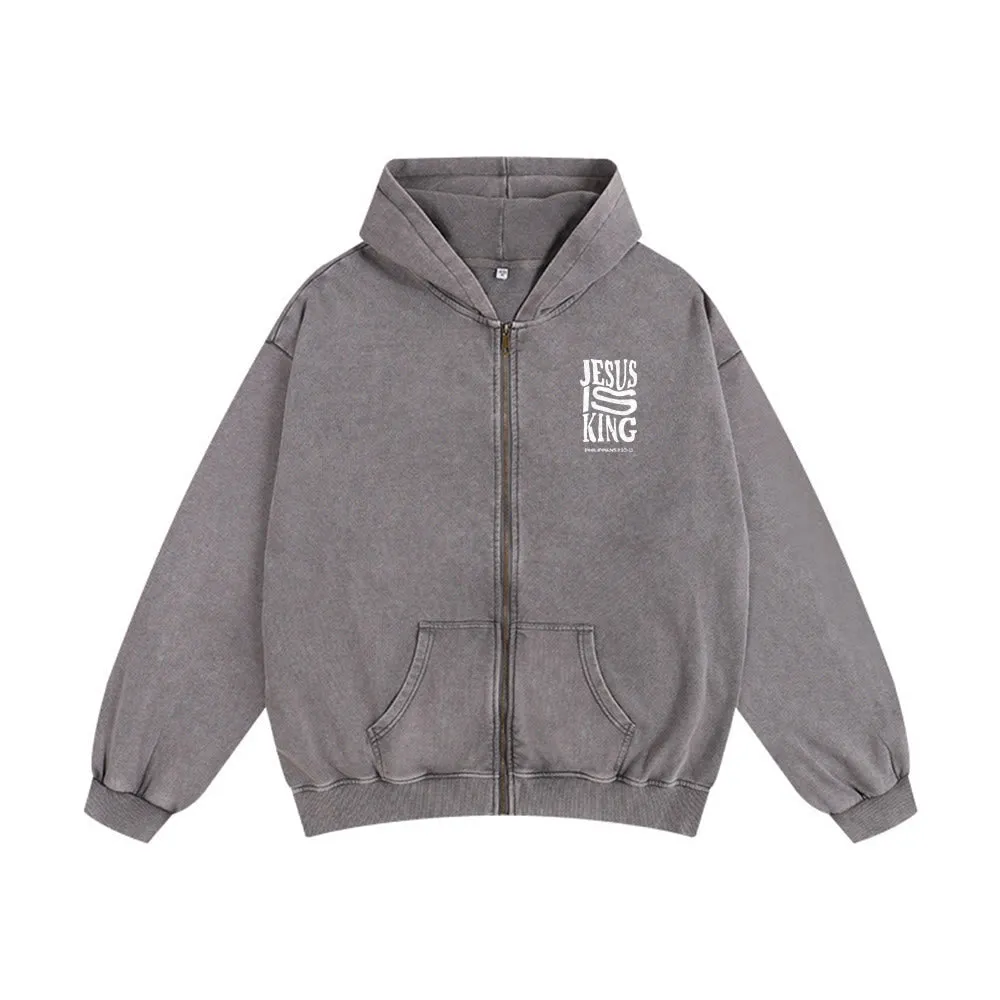 Christianartworkshop Jesus Is King Hooded Jacket: Philippians 2:10-11 Faith Statement sold by Christian Art Workshop product image thumbnail 2