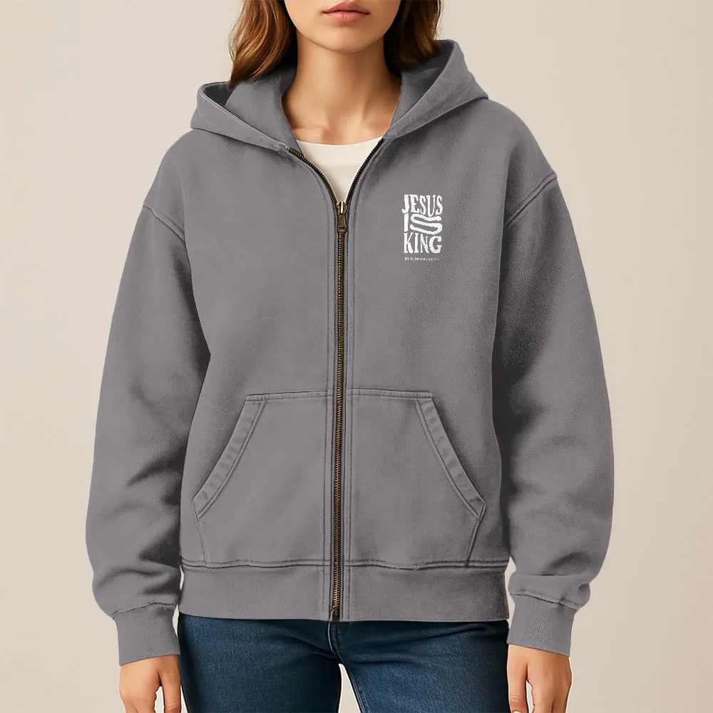 Christianartworkshop Jesus Is King Hooded Jacket: Philippians 2:10-11 Faith Statement sold by Christian Art Workshop product image thumbnail 3