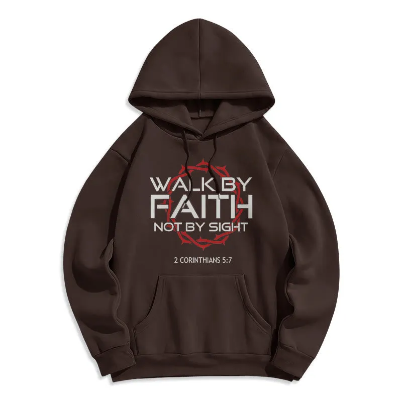 Christianartworkshop Faith-Driven Walk By Faith Fleece Lined Polyester Hoodie sold by Christian Art Workshop