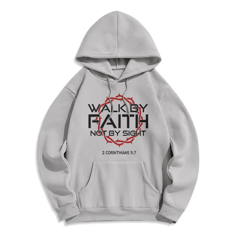 Christianartworkshop Faith-Driven Walk By Faith Fleece Lined Polyester Hoodie sold by Christian Art Workshop product image thumbnail 5