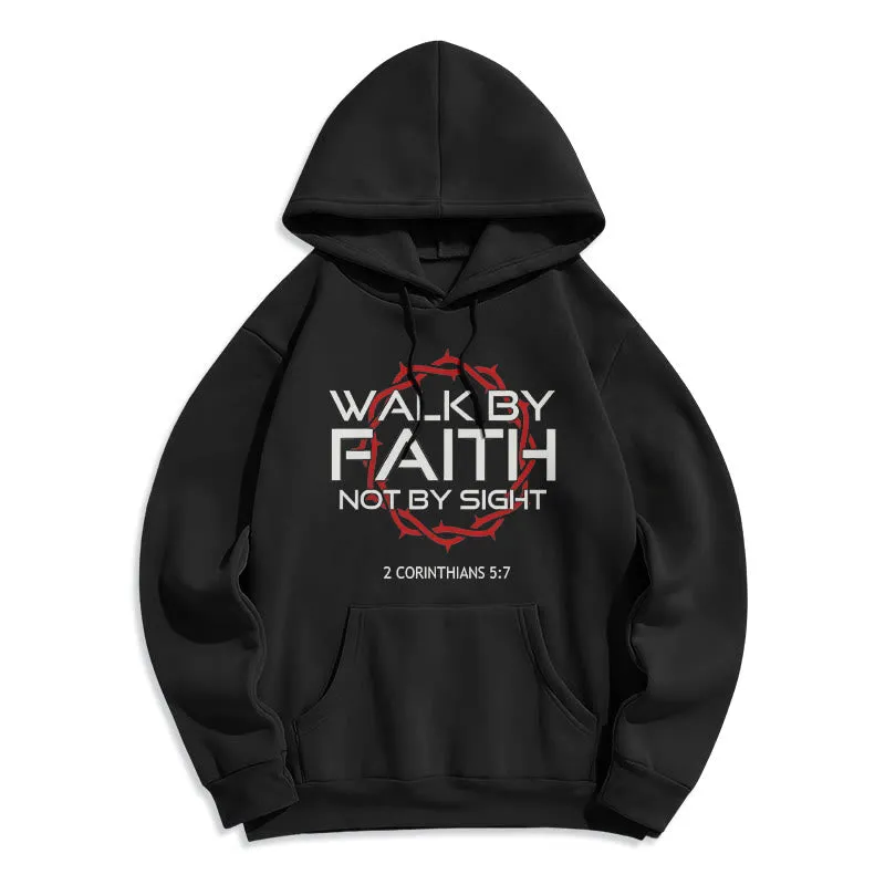 Christianartworkshop Faith-Driven Walk By Faith Fleece Lined Polyester Hoodie sold by Christian Art Workshop product image thumbnail 3