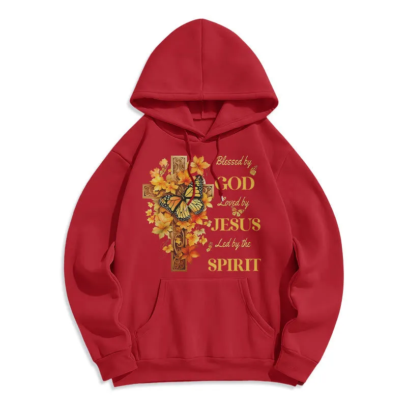 Christianartworkshop Blessed by God Mission Fleece Lined Polyester Hoodie sold by Christian Art Workshop