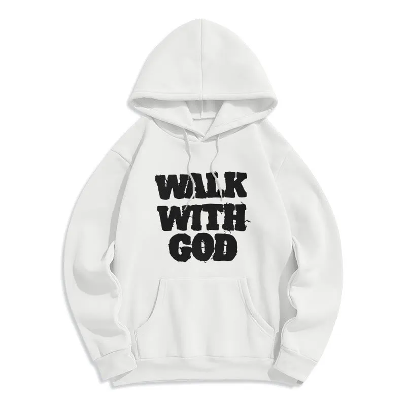 Christianartworkshop Walk With God Mission Fleece Lined Polyester Hoodie sold by Christian Art Workshop