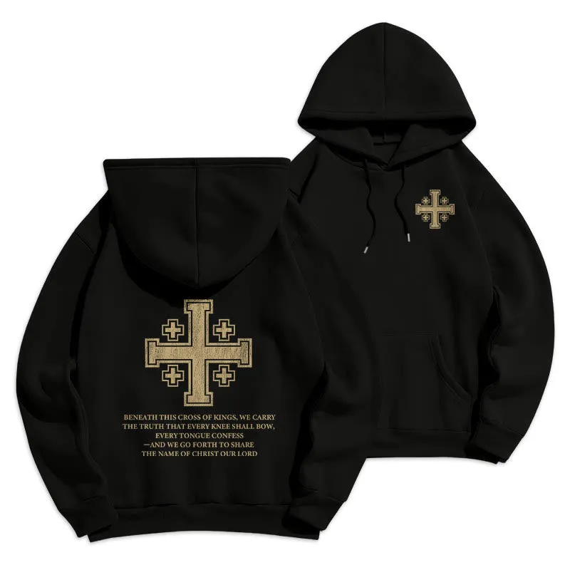 Christianartworkshop Cross of Kings Faith Statement Fleece Lined Polyester Hoodie sold by Christian Art Workshop