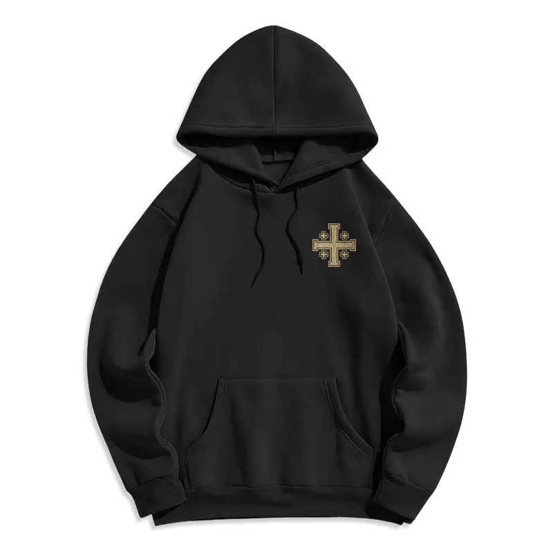 Christianartworkshop Cross of Kings Faith Statement Fleece Lined Polyester Hoodie sold by Christian Art Workshop product image thumbnail 2