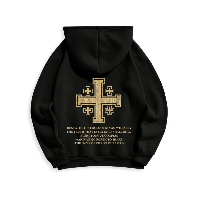 Christianartworkshop Cross of Kings Faith Statement Fleece Lined Polyester Hoodie sold by Christian Art Workshop product image thumbnail 3