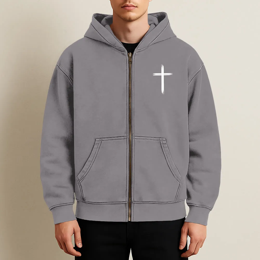 Christianartworkshop Dove & Cross Jesus Saves Hooded Jacket: Spiritual Comfort for Every Day sold by Christian Art Workshop product image thumbnail 4