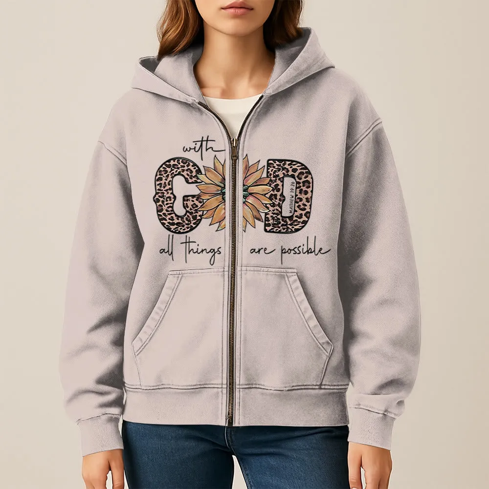 Christianartworkshop GOD-Inspired Sunflower Graphic Zip-Up Hooded Jacket: Daily Faith Reminder sold by Christian Art Workshop product image thumbnail 3