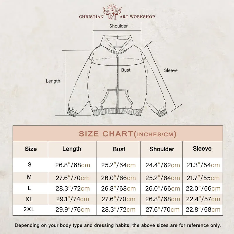 Christianartworkshop Triple Heart Faith-Inspired Zip-Up Hooded Jacket: Daily Wear for Devotion sold by Christian Art Workshop product image thumbnail 4