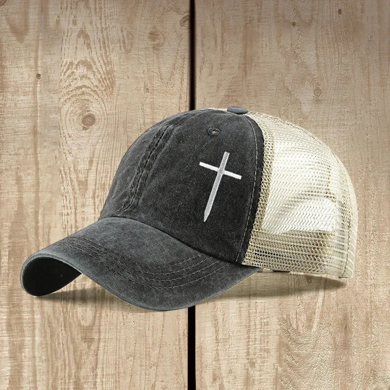 Christianartworkshop Cross Embroidered Trucker Cap: Faith - Filled Style & Spiritual Statement sold by Christian Art Workshop