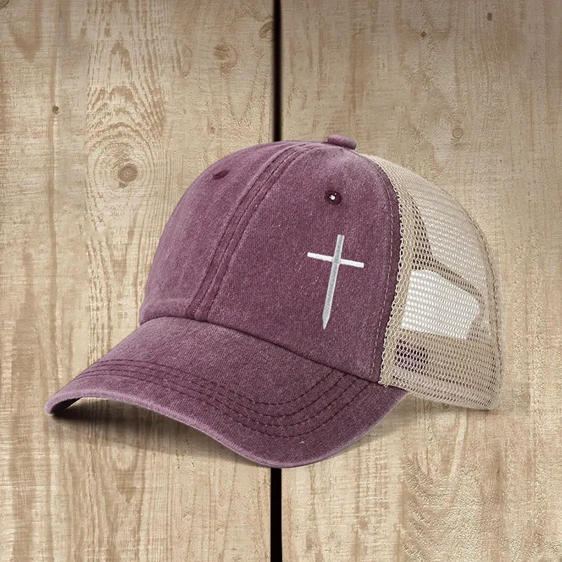 Christianartworkshop Cross Embroidered Trucker Cap: Faith - Filled Style & Spiritual Statement sold by Christian Art Workshop product image thumbnail 5