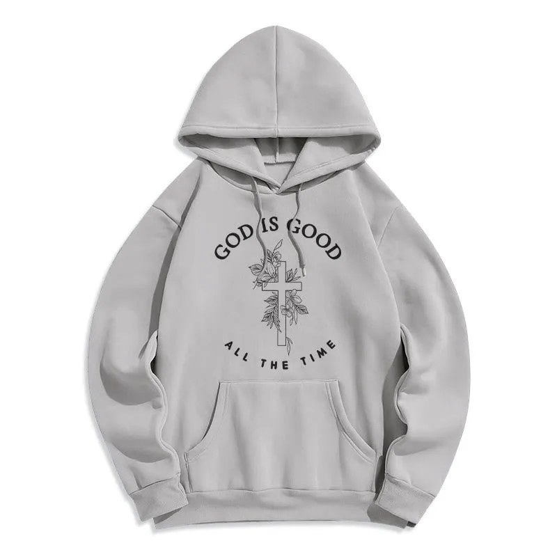 Christianartworkshop God Is Good All The Time Faith Quote Fleece Lined Polyester Hoodie sold by Christian Art Workshop