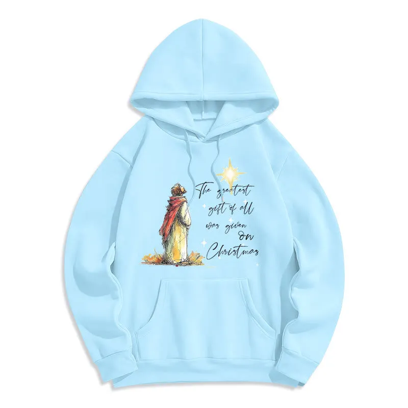 Christianartworkshop Christmas Star Themed Fleece Lined Polyester Hoodie sold by Christian Art Workshop product image thumbnail 5