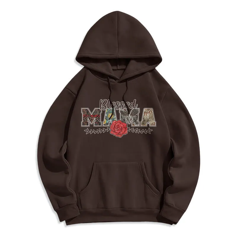 Christianartworkshop Blessed Mama & Rose Graphic Fleece Lined Polyester Hoodie sold by Christian Art Workshop product image thumbnail 5