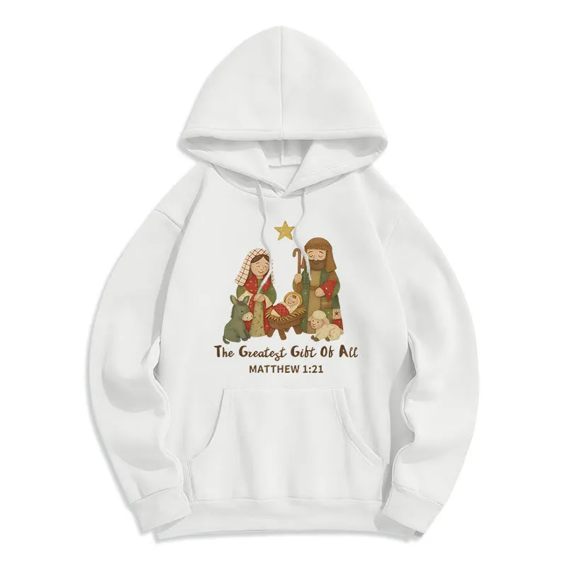 Christianartworkshop Christmas Faith & Warmth Fleece Lined Polyester Hoodie sold by Christian Art Workshop