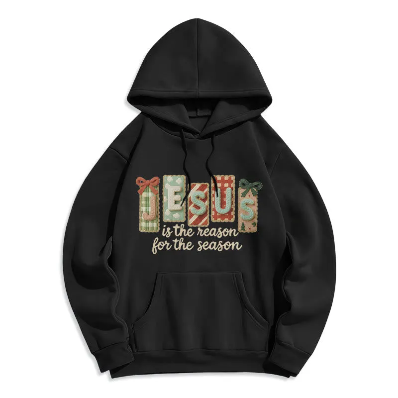 Christianartworkshop Christmas Jesus is the Reason Fleece Lined Polyester Hoodie sold by Christian Art Workshop