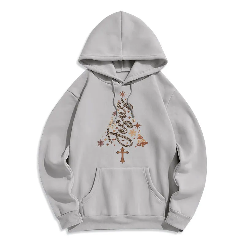 Christianartworkshop Jesus Christmas Tree Faith Fleece Lined Polyester Hoodie sold by Christian Art Workshop product image thumbnail 3