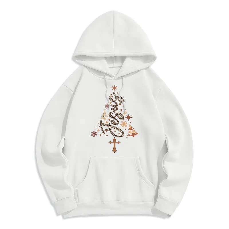 Christianartworkshop Jesus Christmas Tree Faith Fleece Lined Polyester Hoodie sold by Christian Art Workshop product image thumbnail 4