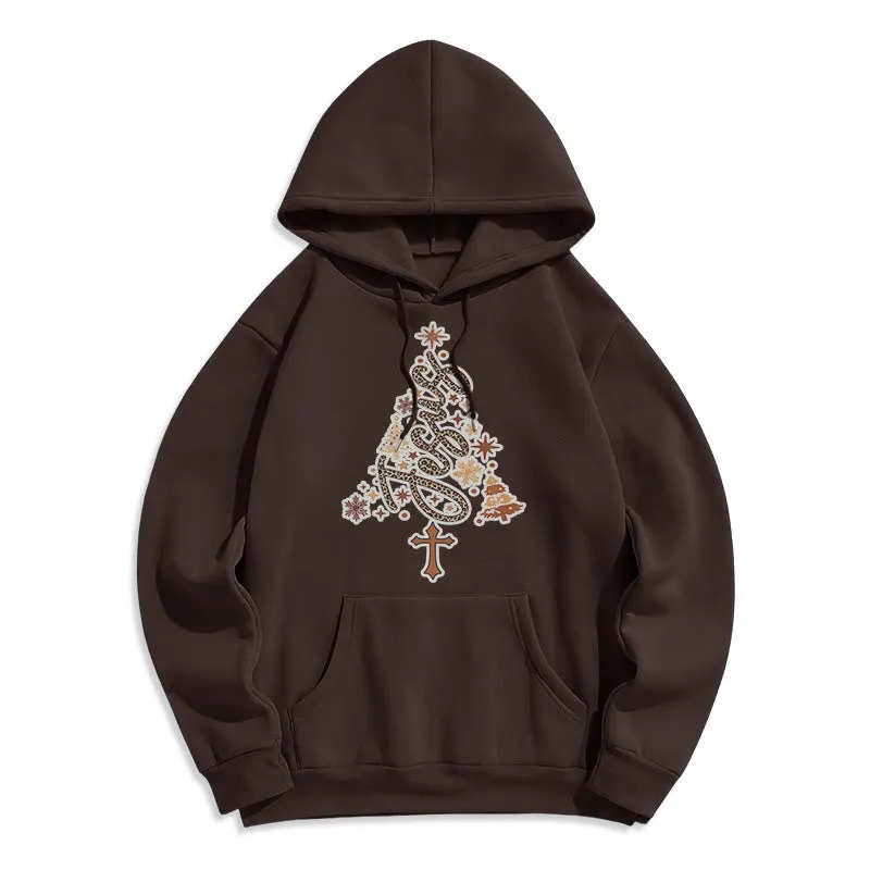Christianartworkshop Jesus Christmas Tree Faith Fleece Lined Polyester Hoodie sold by Christian Art Workshop product image thumbnail 5
