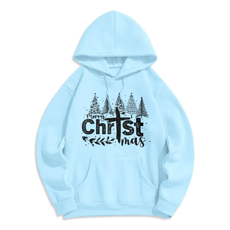 Christianartworkshop Cross Christmas Tree Faith Fleece Lined Polyester Hoodie sold by Christian Art Workshop product image thumbnail 3