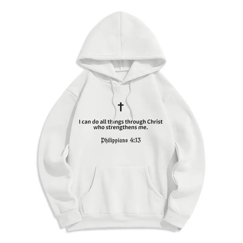 Christianartworkshop Philippians 4:13 Faith Fleece Lined Polyester Hoodie sold by Christian Art Workshop