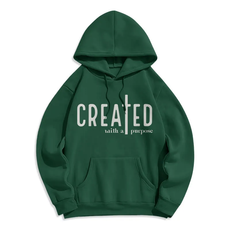 Christianartworkshop Created With a Purpose Fleece Lined Polyester Hoodie sold by Christian Art Workshop product image thumbnail 4