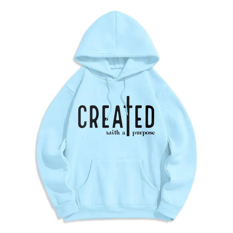 Christianartworkshop Created With a Purpose Fleece Lined Polyester Hoodie sold by Christian Art Workshop