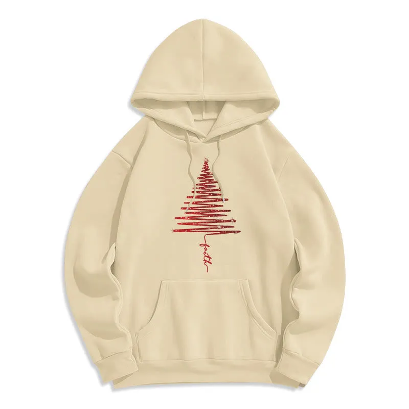 Christianartworkshop Christmas Faith Cross Graphic Fleece Lined Polyester Hoodie sold by Christian Art Workshop