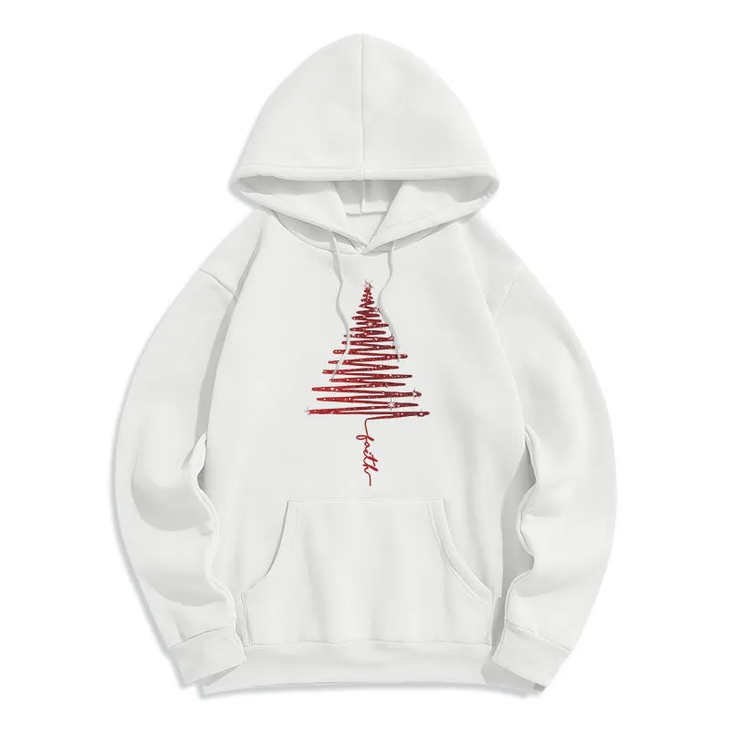 Christianartworkshop Christmas Faith Cross Graphic Fleece Lined Polyester Hoodie sold by Christian Art Workshop product image thumbnail 4