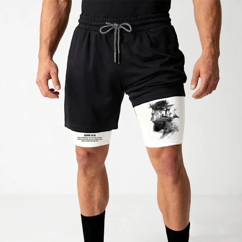 Christianartworkshop John 14:6 Faith Performance Shorts with Jesus & Cross Design: Wear Devotion Daily sold by Christian Art Workshop product image thumbnail 5