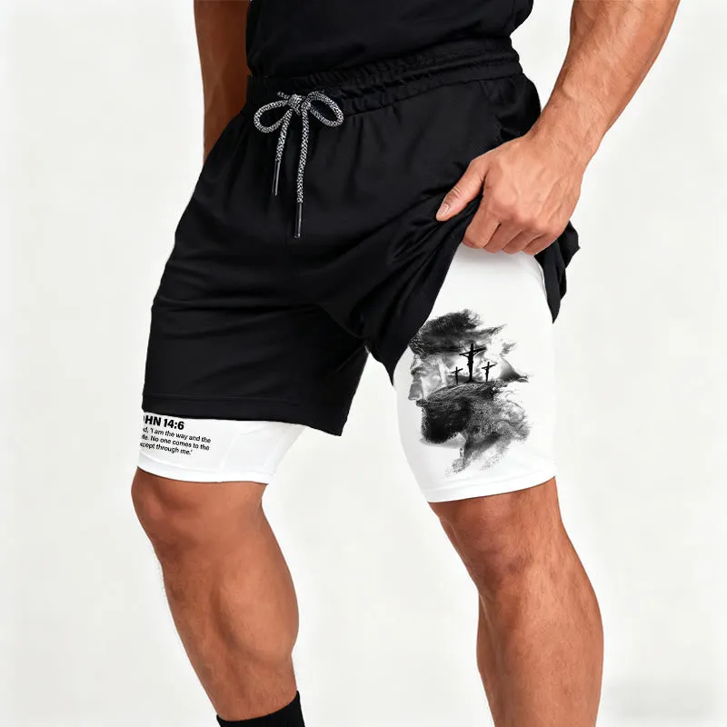 Christianartworkshop John 14:6 Faith Performance Shorts with Jesus & Cross Design: Wear Devotion Daily sold by Christian Art Workshop product image thumbnail 3