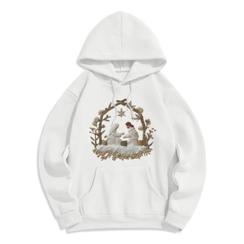 Christianartworkshop Nativity Christmas Hoodie Fleece Lined Polyester Hoodie sold by Christian Art Workshop product image thumbnail 4