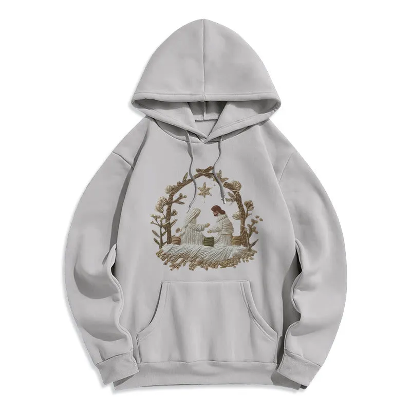 Christianartworkshop Nativity Christmas Hoodie Fleece Lined Polyester Hoodie sold by Christian Art Workshop product image thumbnail 5