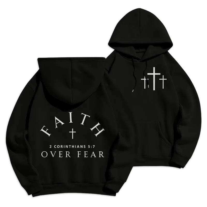 Christianartworkshop 2 Corinthians 5:7 Faith Fleece Lined Polyester Hoodie sold by Christian Art Workshop product image thumbnail 5