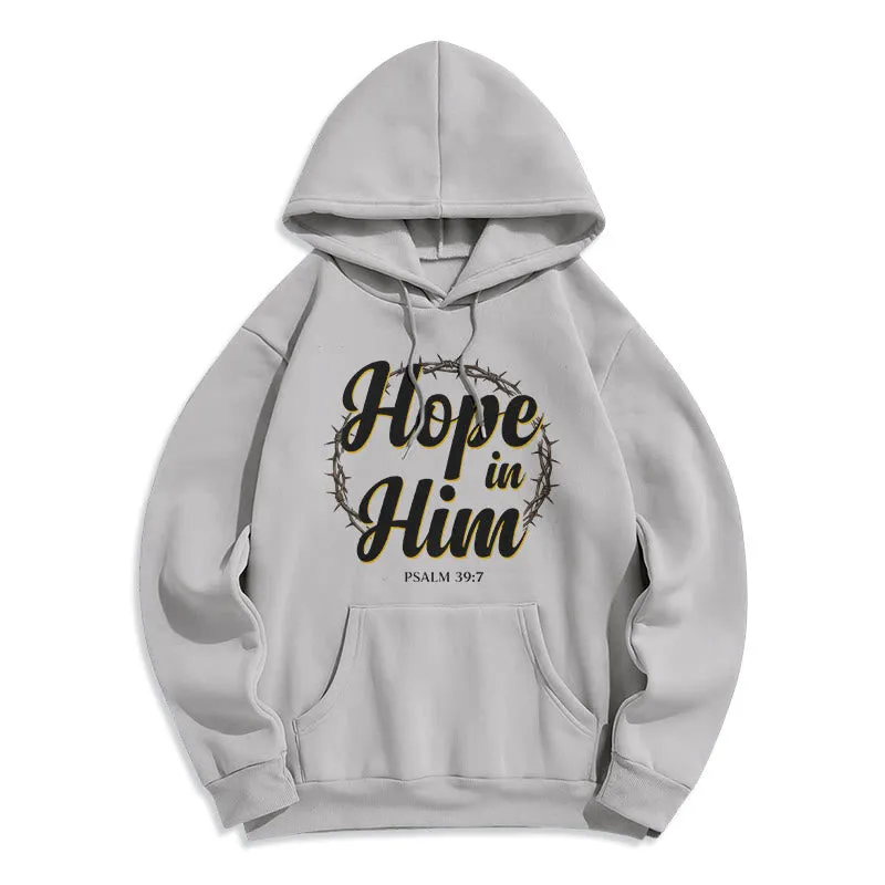 Christianartworkshop Crown of Thorns Hope in Him Fleece Lined Polyester Hoodie sold by Christian Art Workshop product image thumbnail 5