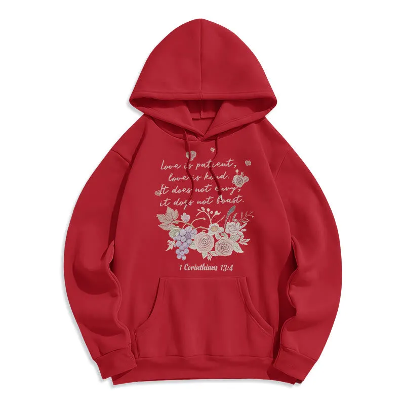 Christianartworkshop 1 Corinthians 13:4 Love is Patient Fleece Lined Polyester Hoodie sold by Christian Art Workshop product image thumbnail 4