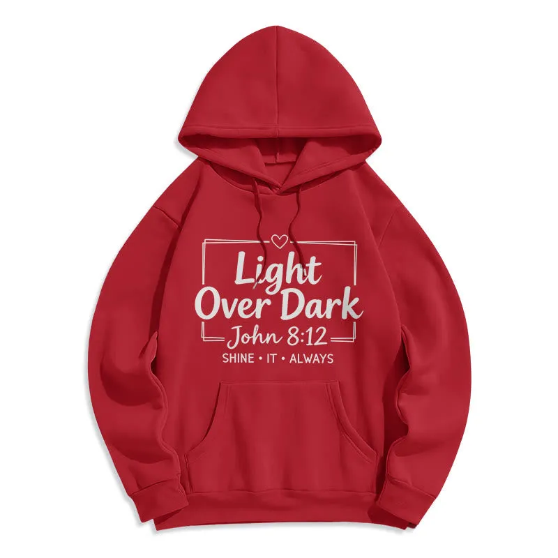 Christianartworkshop Shine It Always Light Over Dark Fleece Lined Polyester Hoodie sold by Christian Art Workshop product image thumbnail 3