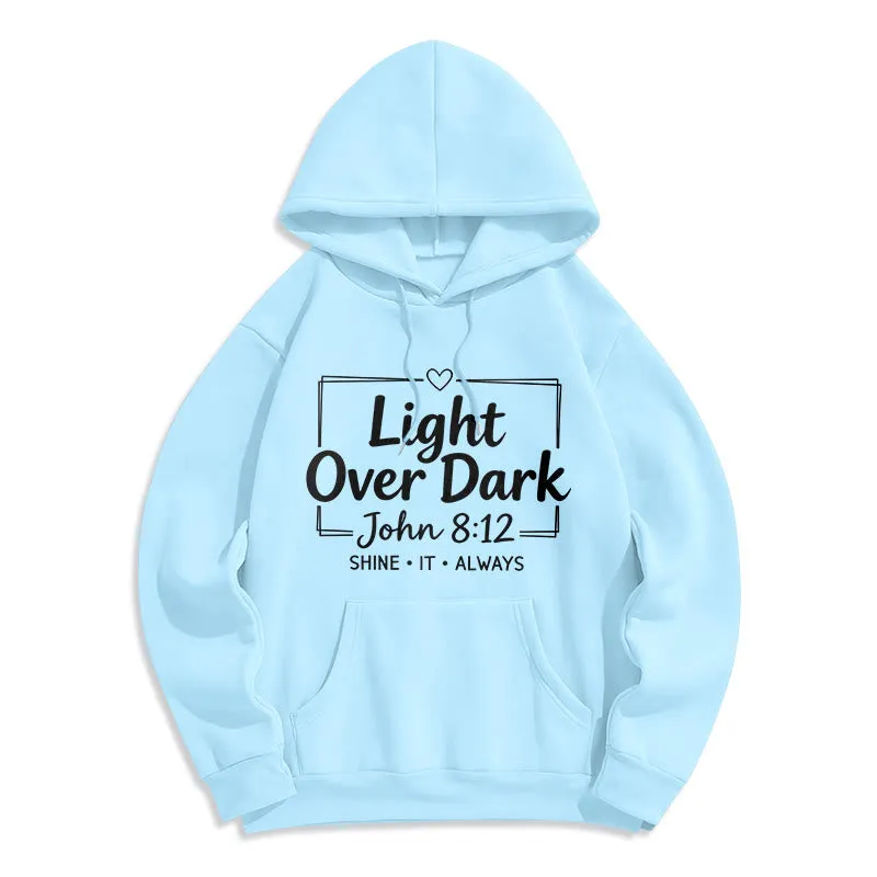 Christianartworkshop Shine It Always Light Over Dark Fleece Lined Polyester Hoodie sold by Christian Art Workshop product image thumbnail 4