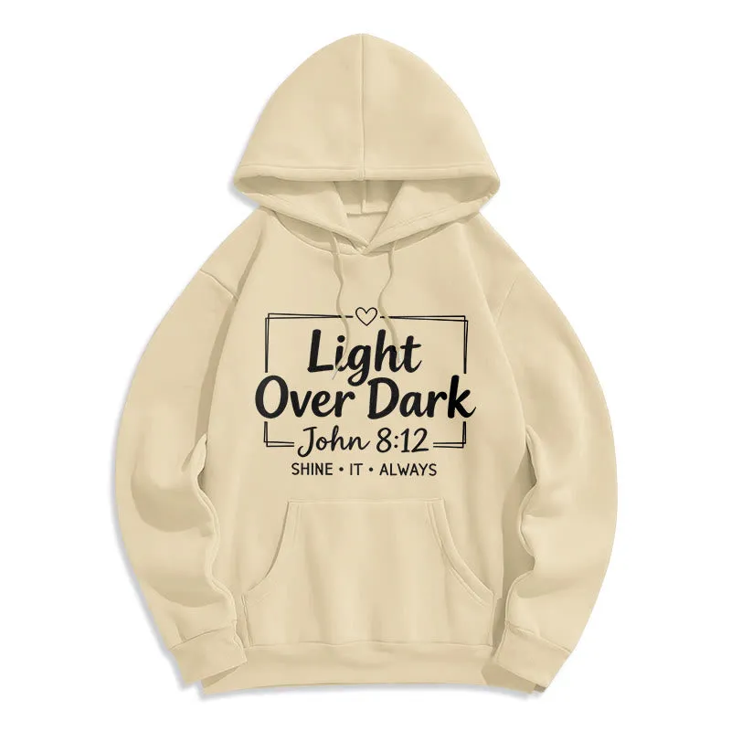 Christianartworkshop Shine It Always Light Over Dark Fleece Lined Polyester Hoodie sold by Christian Art Workshop product image thumbnail 5