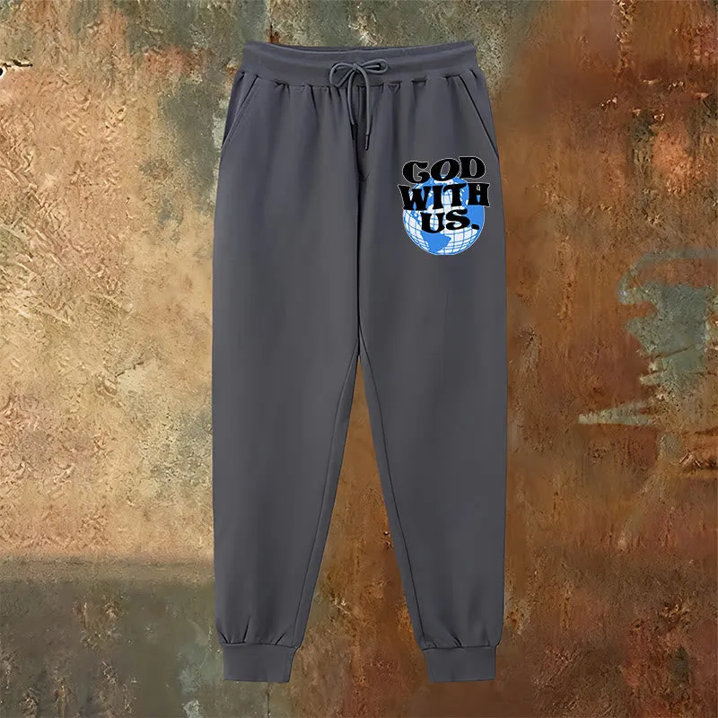Christianartworkshop Globe & God With Us Sweatpants: Cozy Reminders of His Nearness sold by Christian Art Workshop product image thumbnail 3