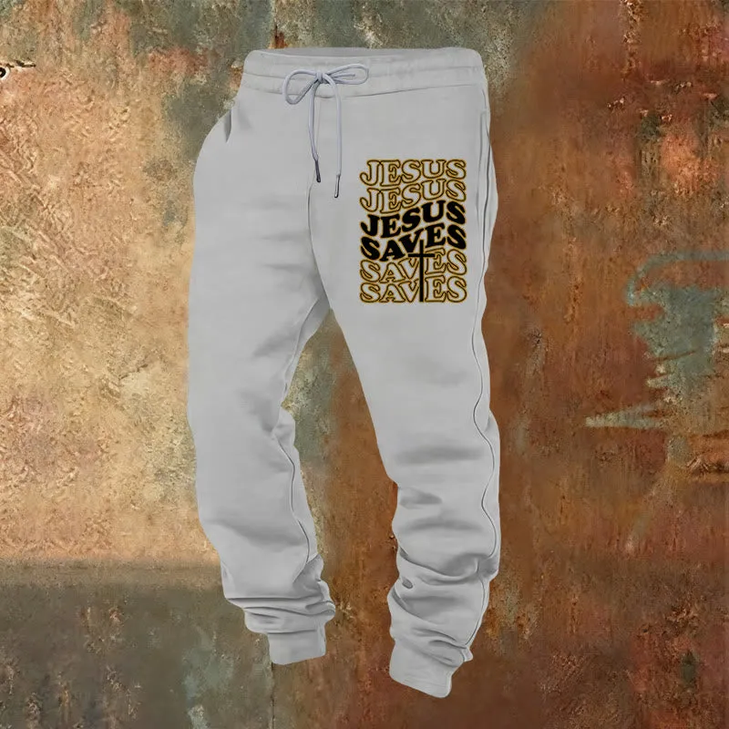 Christianartworkshop Jesus Saves Sweatpants: Daily Comfort Wrapped in Devotion sold by Christian Art Workshop