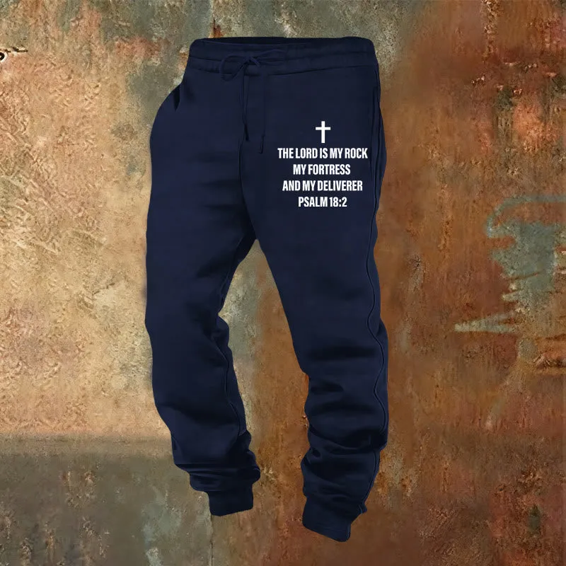 Christianartworkshop Psalm 18:2 with Cross Sweatpants: Daily Wear with Steadfast Faith sold by Christian Art Workshop