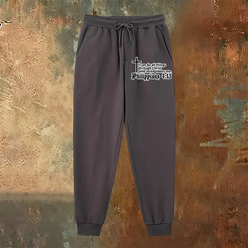 Christianartworkshop Philippians 4:13 with Cross Sweatpants: Daily Wear with Quiet Faith sold by Christian Art Workshop product image thumbnail 3