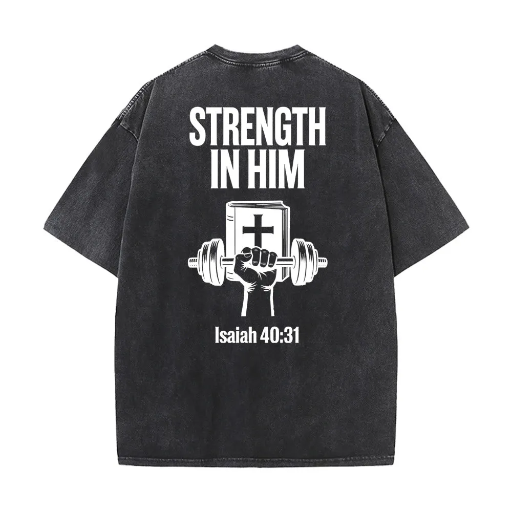 Christianartworkshop Strength in Him Isaiah 40:31 Graphic Unisex Washed T-Shirt sold by Christian Art Workshop product image thumbnail 3